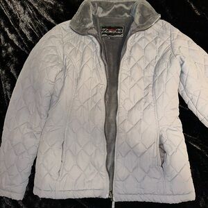 Rothschild Gray Quilted Puffer Jacket with Stand-Up Collar